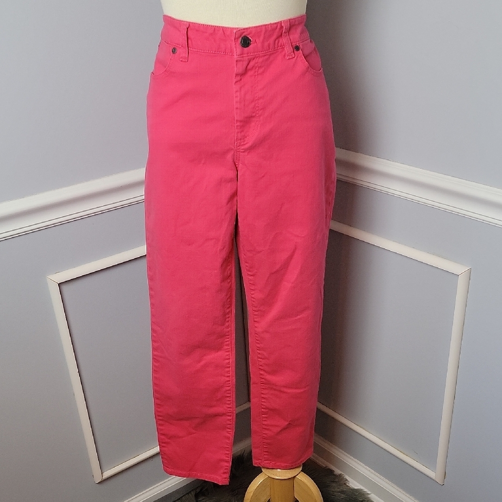 TALBOTS Signature Slim Ankle Pink‎ Stretch Boho Preppy Summer Jean Pants 12/31